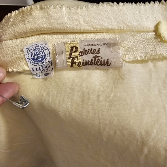 Size 8/10 Vintage Parues Feinstein Pale Yellow Dress - Picture 3 of 7